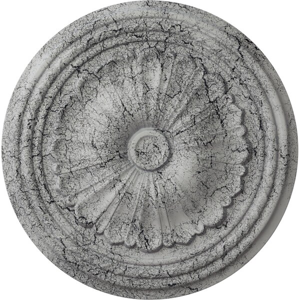 Ekena Millwork Alexa Ceiling Medallion (Fits Canopies up to 2 7/8"), 20 1/2"OD x 1 7/8"P, Ultra Pure White Crackle CM20ALUWC - main